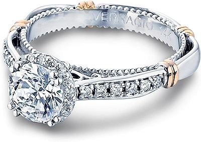 This image shows the setting with a 1.00ct round brilliant cut center diamond. The setting can be ordered to accommodate any shape/size diamond listed in the setting details section below.
