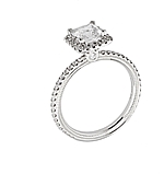 This image shows the setting with a 1ct princess cut center diamond. The setting can be ordered to accommodate any shape/size diamond listed in the setting details section below.