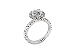 This image shows the setting with a 1.00ct round brilliant cut center diamond. The setting can be ordered to accommodate any shape/size diamond listed in the setting details section below.