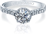 This image shows the setting with a 1.25ct round brilliant cut center diamond. The setting can be ordered to accommodate any shape/size diamond listed in the setting details section below.