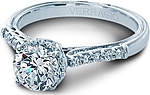 This image shows the setting with a 1.25ct round brilliant cut center diamond. The setting can be ordered to accommodate any shape/size diamond listed in the setting details section below.