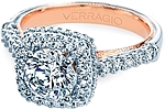 This image shows the setting with a 1.00ct round brilliant cut center diamond. The setting can be ordered to accommodate any shape/size diamond listed in the setting details section below.