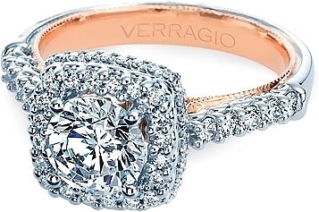 This image shows the setting with a 1.00ct round brilliant cut center diamond. The setting can be ordered to accommodate any shape/size diamond listed in the setting details section below.