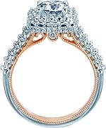 This image shows the setting with a 1.00ct round brilliant cut center diamond. The setting can be ordered to accommodate any shape/size diamond listed in the setting details section below.