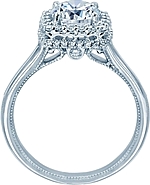 This image shows the setting with a 1.25ct round brilliant cut center diamond. The setting can be ordered to accommodate any shape/size diamond listed in the setting details section below.