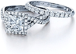 This image shows the setting with a 1.25ct princess cut center diamond. The setting can be ordered to accommodate any shape/size diamond listed in the setting details section below. The matching wedding band is sold separately.