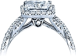 This image shows the setting with a 1.25ct princess cut center diamond. The setting can be ordered to accomodate any shape/size diamond listed in the setting details section below.