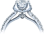 This image shows the setting with a 1.25ct round brilliant cut center diamond. The setting can be ordered to accomodate any shape/size diamond listed in the setting details section below.