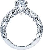 This image shows the setting with a 1.25ct round brilliant cut center diamond. The setting can be ordered to accommodate any shape/size diamond listed in the setting details section below.