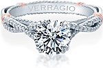 This image shows the setting with a 1.00ct round brilliant cut center diamond. The setting can be ordered to accommodate any shape/size diamond listed in the setting details section below.