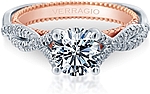 This image shows the setting with a 1.00ct round brilliant cut center diamond. The setting can be ordered to accommodate any shape/size diamond listed in the setting details section below.
