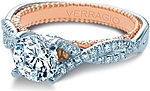 This image shows the setting with a 1.00ct round brilliant cut center diamond. The setting can be ordered to accommodate any shape/size diamond listed in the setting details section below.