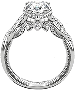 This image shows the setting with a 1.00ct pear cut center diamond. The setting can be ordered to accommodate any shape/size diamond listed in the setting details section below.