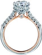 This image shows the setting with a 1.25ct round brilliant cut center diamond. The setting can be ordered to accommodate any shape/size diamond listed in the setting details section below.