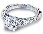 This image shows the setting with a 1.25ct round brilliant cut center diamond. The setting can be ordered to accommodate any shape/size diamond listed in the setting details section below.