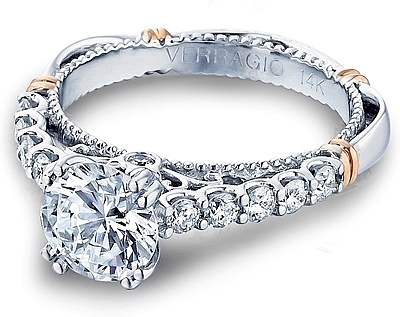 This image shows the setting with a 1.25ct round brilliant cut center diamond. The setting can be ordered to accommodate any shape/size diamond listed in the setting details section below.