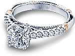 This image shows the setting with a 1.25ct round cut center diamond. The setting can be ordered to accommodate any shape/size diamond listed in the setting details section below.