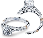 This image shows the setting with a 1.25ct round cut center diamond. The setting can be ordered to accommodate any shape/size diamond listed in the setting details section below.