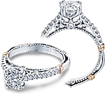 This image shows the setting with a 1ct round cut center diamond. The setting can be ordered to accommodate any shape/size diamond listed in the setting details section below.