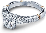 This image shows the setting with a 1.00ct round brilliant cut center diamond. The setting can be ordered to accommodate any shape/size diamond listed in the setting details section below.