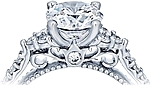This image shows the setting with a 1.00ct round brilliant cut center diamond. The setting can be ordered to accommodate any shape/size diamond listed in the setting details section below.
