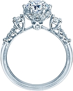 This image shows the setting with a 1.25ct round brilliant cut center diamond. The setting can be ordered to accommodate any shape/size diamond listed in the setting details section below.