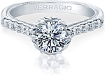 This image shows the setting with a 1.00ct round brilliant cut center diamond. The setting can be ordered to accommodate any shape/size diamond listed in the setting details section below.
