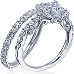 This image shows the setting with a 1.25ct princess cut center diamond. The setting can be ordered to accommodate any shape/size diamond listed in the setting details section below. The matching wedding band is sold separately. 