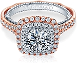 This image shows the setting with a 1.00ct round brilliant cut center diamond. The setting can be ordered to accommodate any shape/size diamond listed in the setting details section below.