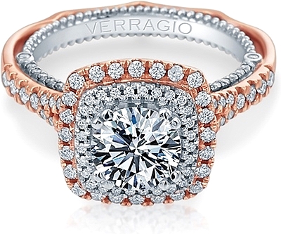 This image shows the setting with a 1.00ct round brilliant cut center diamond. The setting can be ordered to accommodate any shape/size diamond listed in the setting details section below.