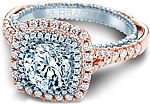 This image shows the setting with a 1.00ct round brilliant cut center diamond. The setting can be ordered to accommodate any shape/size diamond listed in the setting details section below.