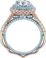 This image shows the setting with a 1.00ct round brilliant cut center diamond. The setting can be ordered to accommodate any shape/size diamond listed in the setting details section below.