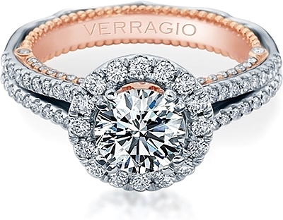 This image shows the setting with a 1.00ct round brilliant cut center diamond. The setting can be ordered to accommodate any shape/size diamond listed in the setting details section below.