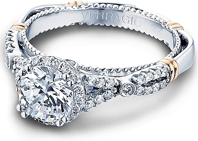 This image shows the setting with a 1.00ct round brilliant cut center diamond. The setting can be ordered to accommodate any shape/size diamond listed in the setting details section below.
