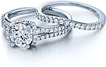 This image shows the setting with a 1.25ct round brilliant cut center diamond. The setting can be ordered to accommodate any shape/size diamond listed in the setting details section below. The matching wedding band is sold separately.