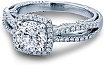 This image shows the setting with a 1.00ct round brilliant cut center diamond. The setting can be ordered to accommodate any shape/size diamond listed in the setting details section below.