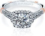 This image shows the setting with a 1.00ct round brilliant cut center diamond. The setting can be ordered to accommodate any shape/size diamond listed in the setting details section below.
