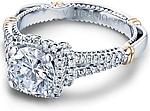This image shows the setting with a 1.00ct round brilliant cut center diamond. The setting can be ordered to accommodate any shape/size diamond listed in the setting details section below.