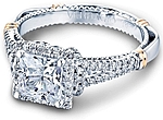 This image shows the setting with a 1.00ct princess cut center diamond. The setting can be ordered to accommodate any shape/size diamond listed in the setting details section below.
