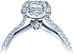 This image shows the setting with a 1.25ct asscher cut center diamond. The setting can be ordered to accommodate any shape/size diamond listed in the setting details section below. The matching wedding band is sold separately.