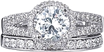 This image shows the setting with a 1.25ct round brilliant cut center diamond. The setting can be ordered to accommodate any shape/size diamond listed in the setting details section below. The matching wedding band is sold separately.