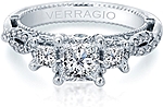 This image shows the setting with a 1.00ct princess cut center diamond. The setting can be ordered to accommodate any shape/size diamond listed in the setting details section below.
