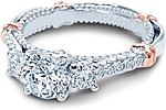 This image shows the setting with a 1.00ct round brilliant cut center diamond. The setting can be ordered to accommodate any shape/size diamond listed in the setting details section below.