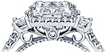 This image shows the setting with a 1.00ct princess cut center diamond. The setting can be ordered to accommodate any shape/size diamond listed in the setting details section below.