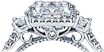 This image shows the setting with a 1.00ct princess cut center diamond. The setting can be ordered to accommodate any shape/size diamond listed in the setting details section below.