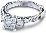 This image shows the setting with a 1.00ct princess cut center diamond. The setting can be ordered to accommodate any shape/size diamond listed in the setting details section below.