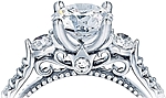 This image shows the setting with a 1.00ct round brilliant cut center diamond. The setting can be ordered to accommodate any shape/size diamond listed in the setting details section below.