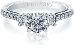 This image shows the setting with a 1.00ct round brilliant cut center diamond. The setting can be ordered to accommodate any shape/size diamond listed in the setting details section below.