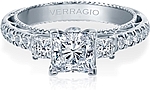 This image shows the setting with a 1ct round cut center diamond. The setting can be ordered to accommodate any shape/size diamond listed in the setting details section below.