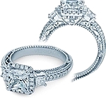 This image shows the setting with a 1ct round cut center diamond. The setting can be ordered to accommodate any shape/size diamond listed in the setting details section below.